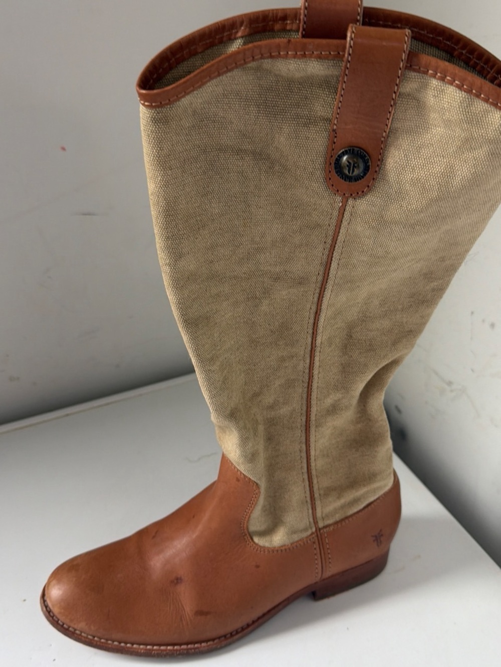 Frye leather canvas women boots sz 8.5 - Picture 5 of 5